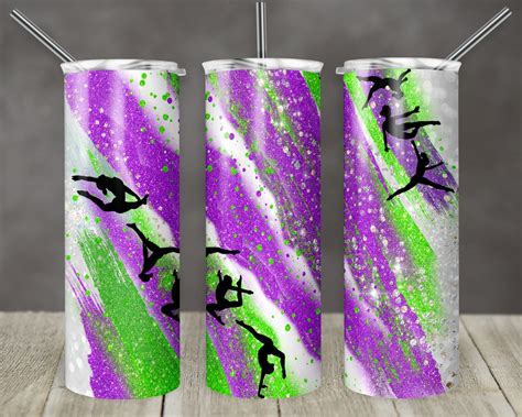 20 Oz Skinny Tumbler Sublimation Template Green Purple Etsy