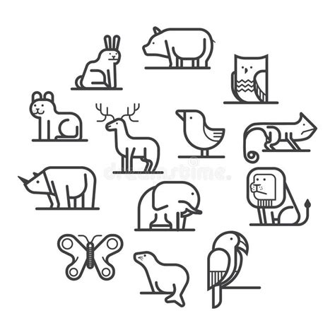 Collection Of Animals From Africa`s Big Five Vector Illustration On