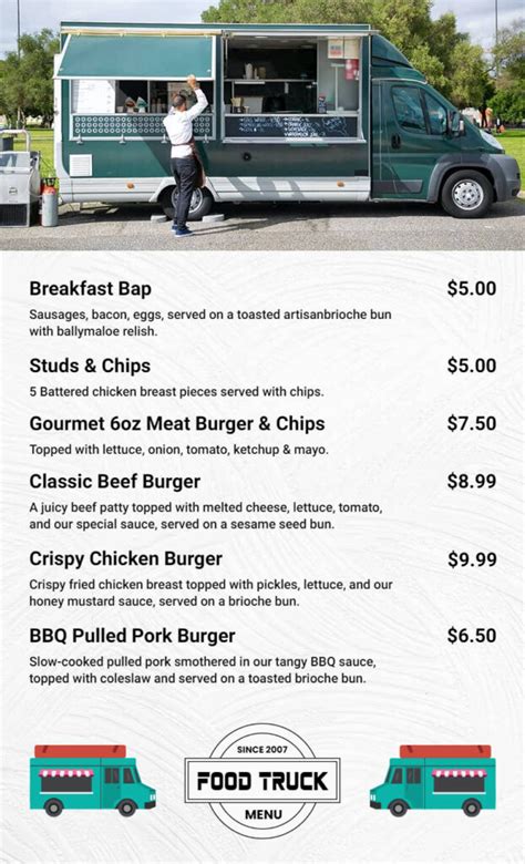 Free Editable Food Truck Menu Templates