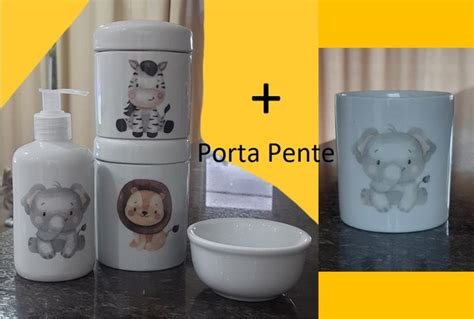 Kit Higiene Beb Safari Pe As Porta Pente Td Porcelana