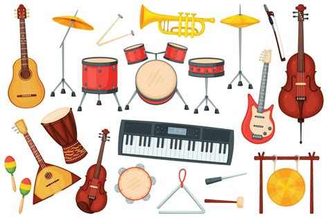 Cartoon Music Instruments For Orchestra Or Jazz Performance Drums