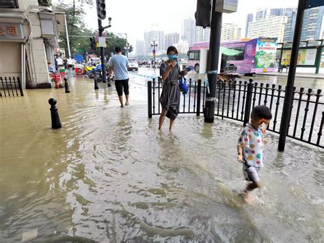 珠江水倒灌！广州变成了广“洲”？雨后蹚水不是儿戏，雨天蹚水中丹毒！广州市广东省洪水新浪新闻