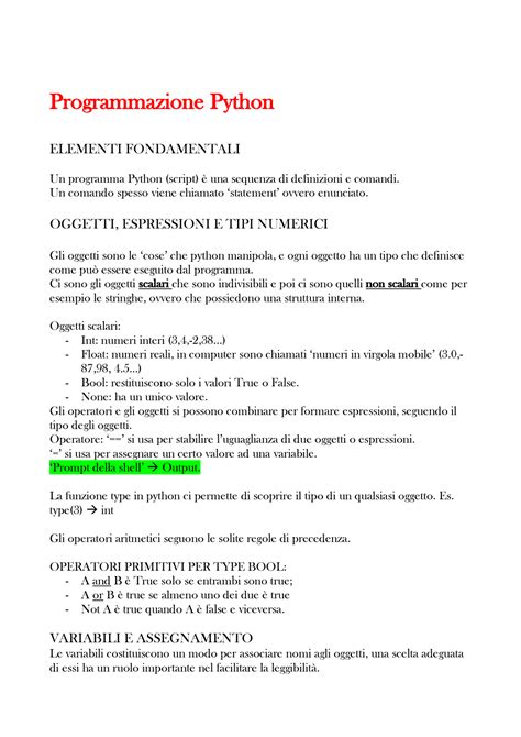 Appunti Programmazione Python Pdf Programmazione Python ELEMENTI