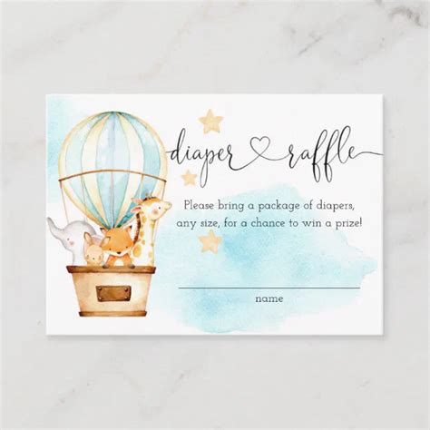 Hot Air Balloon Up Up And Away Diaper Raffle Enclosure Card Zazzle