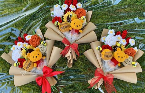 Winnie The Pooh Bouquets Crochet Bouquet Crochet Flowers String