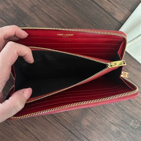 Yves Saint Laurent Bags Authentic Ysl Cassandre Matelass Red Calf Leather Zip Around Wallet