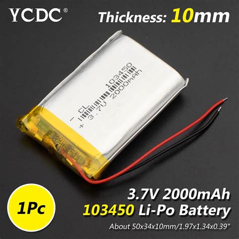 Taille 103450 3 7v 2000mAh Li Ion Lipo Cellules Li Grandado