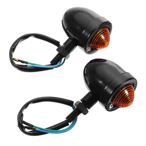 2Pcs Motorcycle LED Turn Signal Light Metal Retro Motorbike Indicator