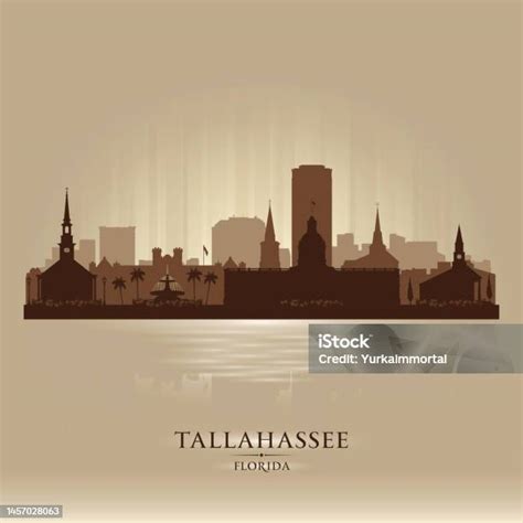 Tallahassee Florida City Skyline Silhouette Stock Illustration