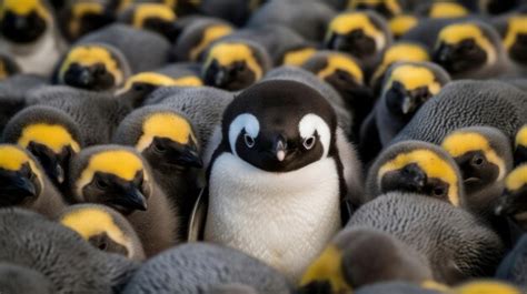 Premium Ai Image A Group Of Penguins Standing Next To Each Other