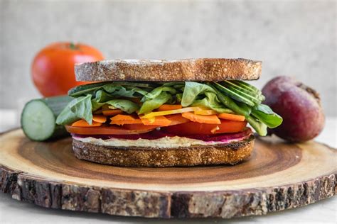 Rainbow Veggie Sandwiches With Hummus From My Bowl