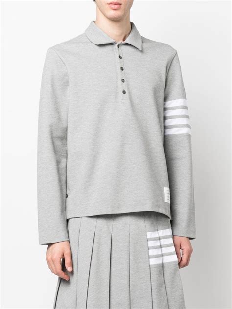 Thom Browne 4 Bar Stripe Polo Shirt Grey FARFETCH