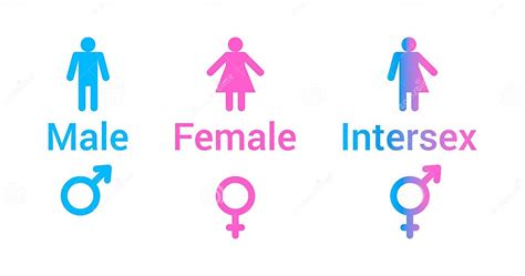 Vector Flat Set Of Gender Male Female And Intersex Icons Stock Vector