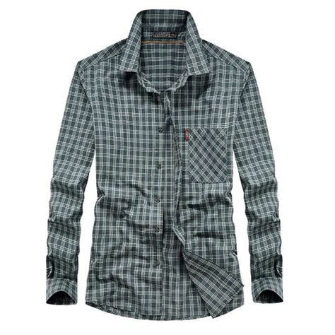 Chemise Homme Ete En Coton Carreau Manches Longues Regular Fit Casual