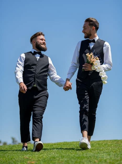 Premium Photo Portrait Of Sensual Gay Couple In Love On Wedding Day
