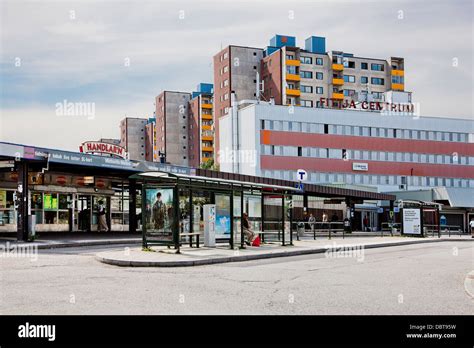 Stockholm Fittja Bus Stop And Buildings Stock Photo Alamy