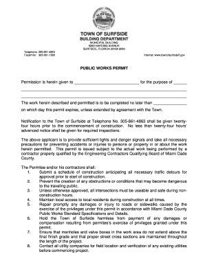 Fillable Online Public Works Permit Surfside Fax Email Print Pdffiller