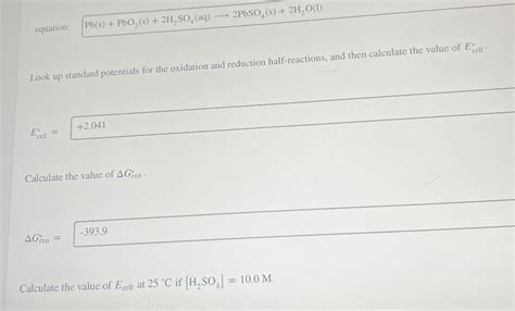 Answered Equation Pbs Pbo2s 2h2so4aq Bartleby