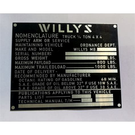 Willys Id Plate