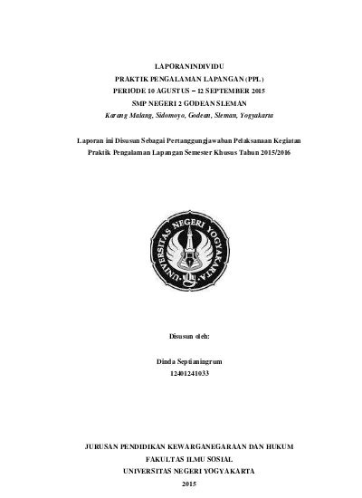 Laporanindividu Praktik Pengalaman Lapangan Ppl Periode Agustus