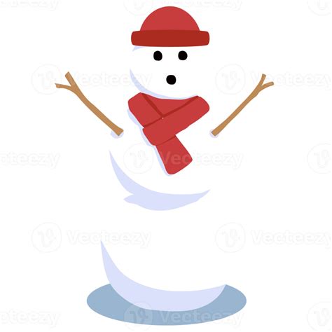 cute snowman with wooden stick hand, cap, and scarf for winter ...