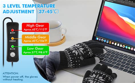 Zerotop USB Heated Gloves Men Women Knitted Heating Gloves Touchscreen