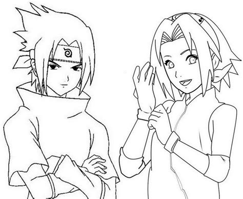 Sakura Haruno with Naruto Coloring Page - Free Printable Coloring Pages for Kids