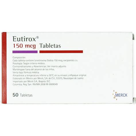 Eutirox 150mcg Caja X 50 Tabletas