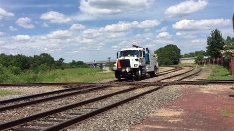 2017 06 08f Union Pacific Mow Hi Rail Truck On The Tracks Youtube