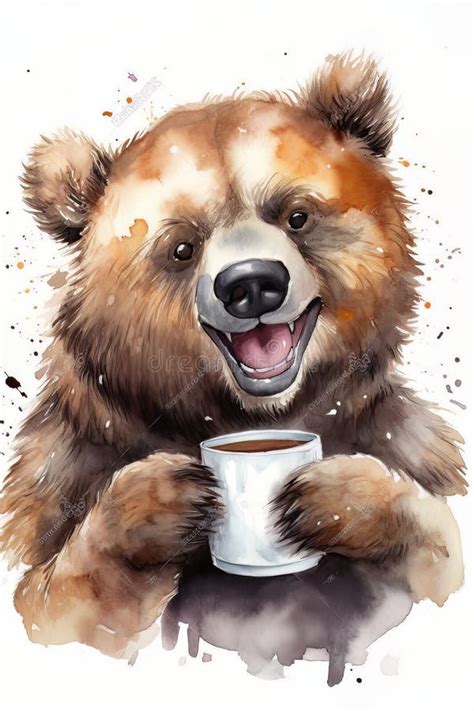 A Whimsical Watercolor Of A Cuddly Critter Enjoying A Cozy Cup Of