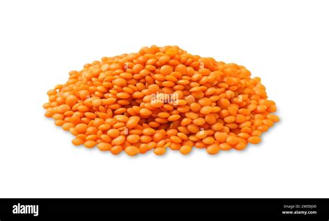 Pile Of Raw Red Lentils Isolated On White Stock Photo Alamy