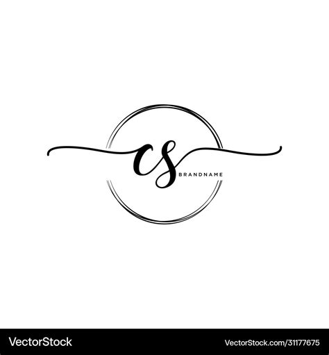 Cs Initial Handwriting Logo With Circle Template Vector Image