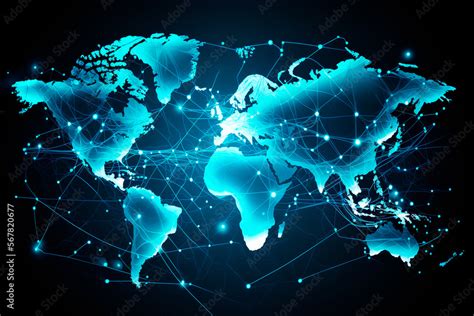 Mapa Mundial Estilo Holograma Con Puntos De Conexi N Entre Pa Ses