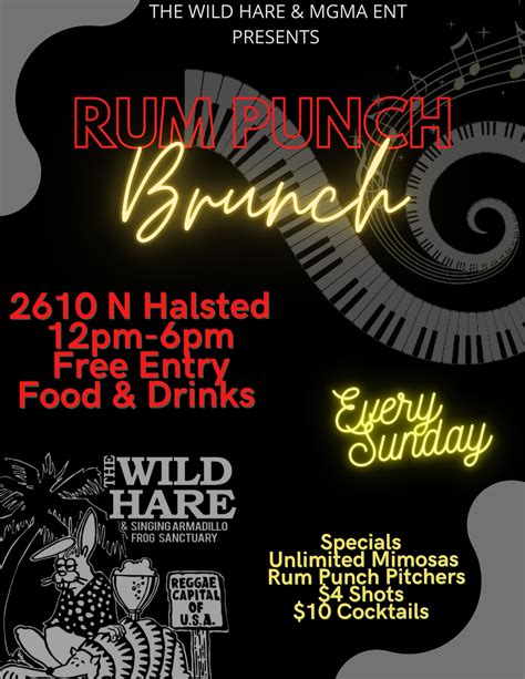 Rum Punch Brunch 12noon 6pm Free Admission Wild Hare Music