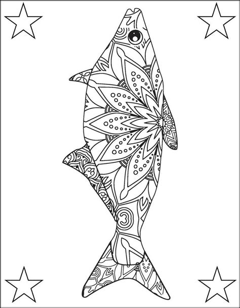 Fish Mandala Coloring Pages Black White Hand Fish Mandala Vector