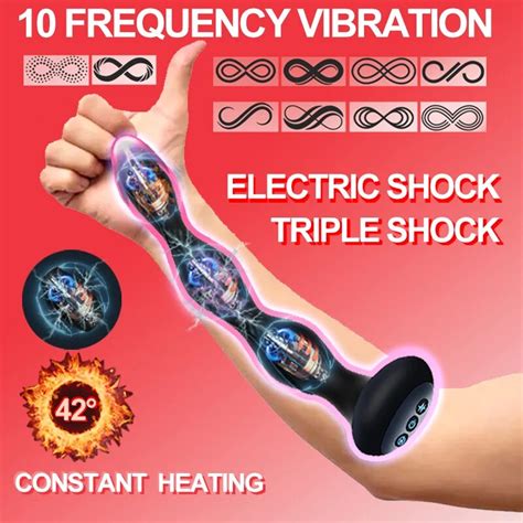 Massagem De Pr Stata El Trica Pulso Choque Aquecimento Vibradores Masturbador Anal Plug Tal O