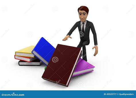 3d Man With Books Concept Stock Illustration Illustration Of Idea