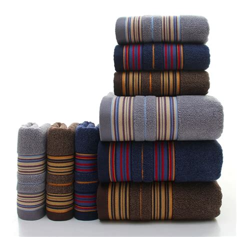 1pcs Brown Bath Towels for Adults Kids Cotton Soft Jacquard Sheared Striped Hand Face Beach ...