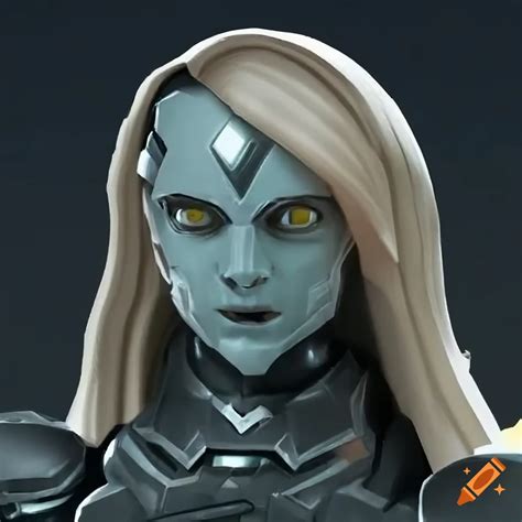 Sci Fi Android With Blue Skin And Blonde Hair On Craiyon