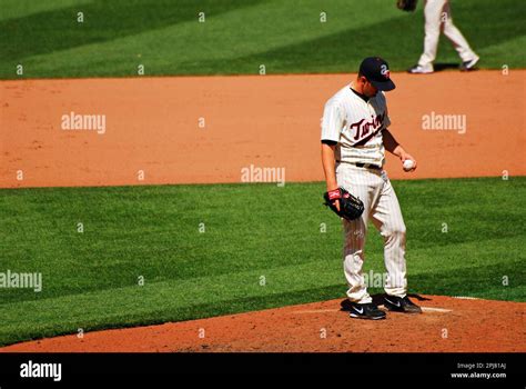 Taking The Mound A Pitcher For The Minnesota Twins Prepares To Start