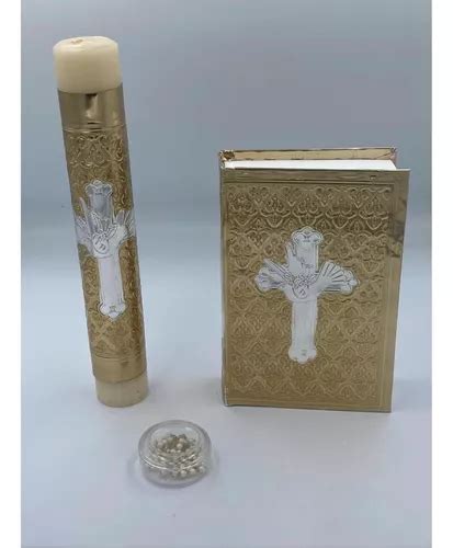 Vela Primera Comunion Ceremonia Kit Biblia Rosario Cruz En Venta En