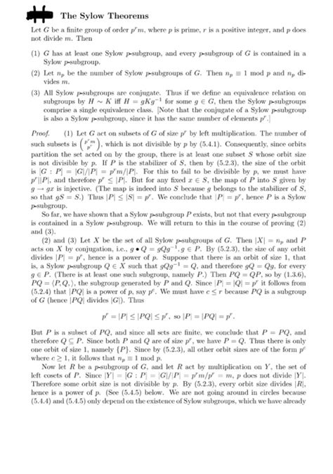 Solved Let P Be A Sylowp Subgroup Of The Finite Group G Chegg