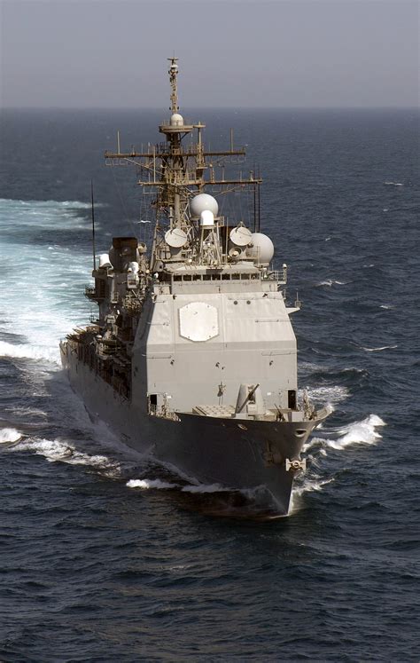 A Bow View Of The Us Navy Usn Ticonderoga Class Cruiser Uss Vella