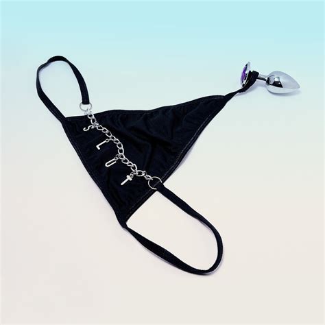 Bragas negras sexy con plug anal Etsy España