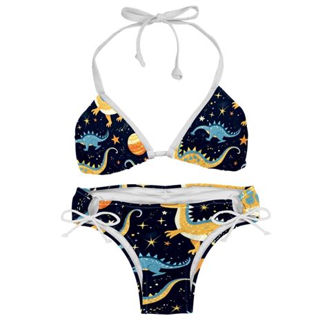 Starry Dinosaur Detachable Sponge Bikini Set With Adjustable Strap Two