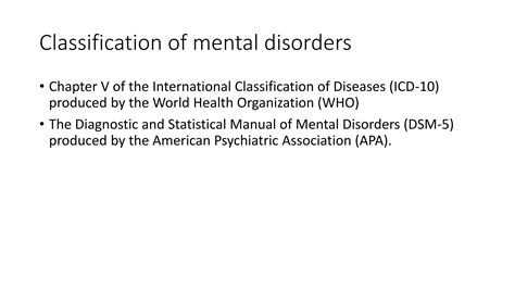 Classification Of Mental Disorderspptx