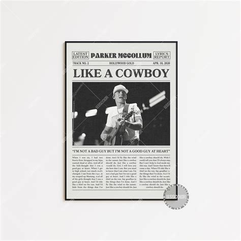 Parker Mccollum Newspaper Print Like A Cowboy Poster Like A Etsy