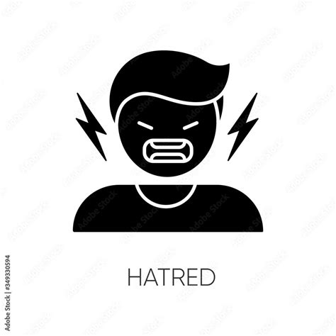 Hatred Black Glyph Icon Man Aggressively Shout Person Yell From