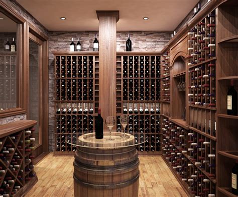 Custom Traditional Wine Cellar Rustic Stone Wood Design