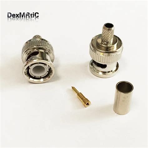 1PC BNC Male Connector Plug Crimp For RG58 LMR195 Cable Straight